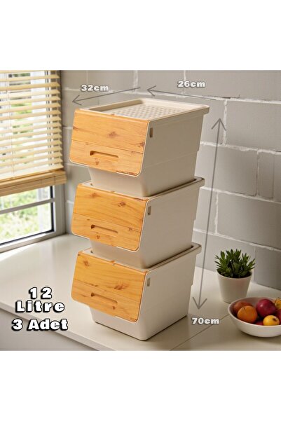 Technow Motek Bambu Kapak Çok Amaçlı Tekerlekli Banyo Düzenleyicisi 12X3 Lt