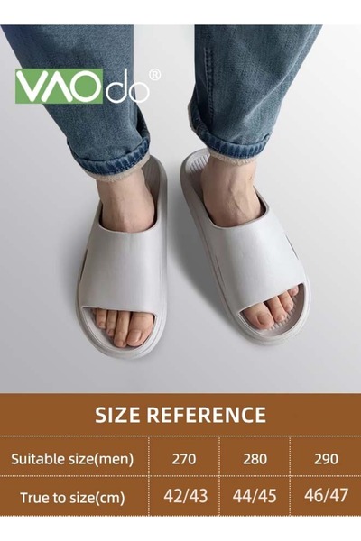 VAODO Pillow Slippers for Men Non Slip Quick Drying Shower Slides Bathroom Sandals Thick Sole Grey