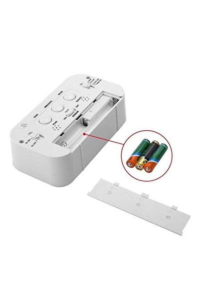 BLOOMING TIME ساعة إلكترونية رقمية LED مع تقويم ودرجة حرارة - أبيض