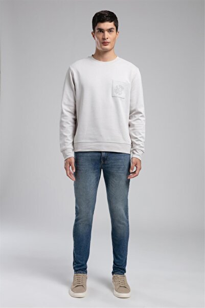 Lee Cooper Hanorac cu guler rotund pentru bărbați Livos, culoare piatră