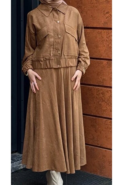 Moodbasic Stone Suede Skirt Suit-24699