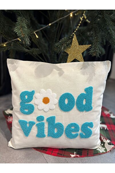 LaraLisa Husă de pernă brodată cu 2 perforații, 45x45 cm