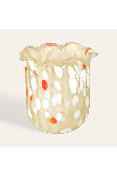 Zsa Zsa Zsu Aravalı Cam Vazo 12x12x11 Cm Turuncu - Beyaz