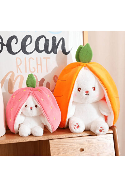 DrKala Plush Toy 'Strawberry' Bunny, 25 cm, Orange – Soft & Velvety