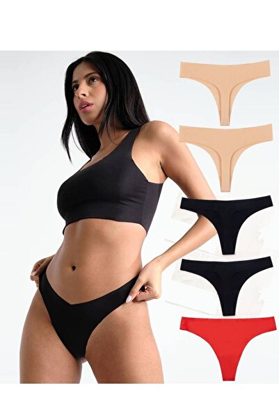 yokyokcollection Дамски танга бикини с лазерно изрязани, без шевове, 5 броя