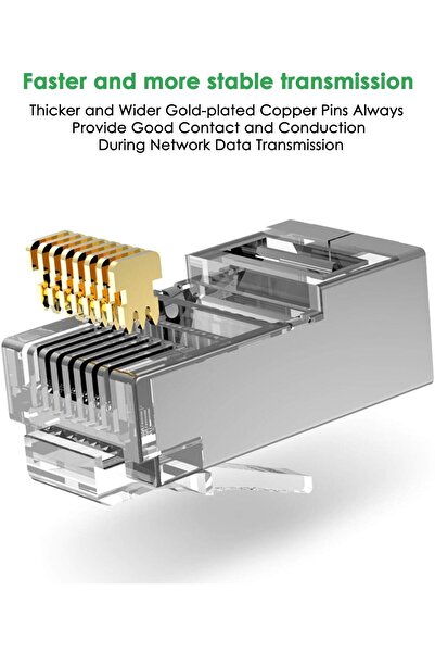 ELECDON RJ45 Cat5/Cat6 Pass-Through Connectors, Gold Plated, 50pcs