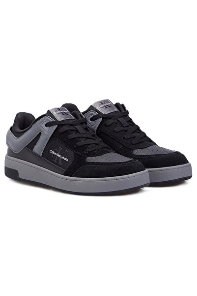 Calvin Klein Basket Clup Low Laceup Leather Mens Sneaker Genuine Leather Men's Casual Sports Shoes Black