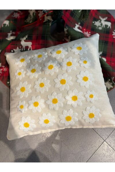 LaraLisa غطاء وسادة مطرز بتصميم مزدوج مقاس 45×45 سم