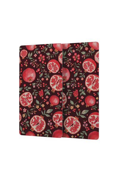 Decovetro Glass Presentation Serving Plate Set of 3 Rectangular Pomegranate Patterned