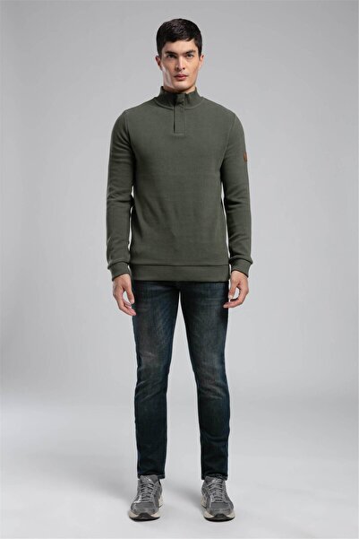 Lee Cooper Hanorac cu guler ridicat pentru bărbați kaki 261 LCM 241068 LUKE K...