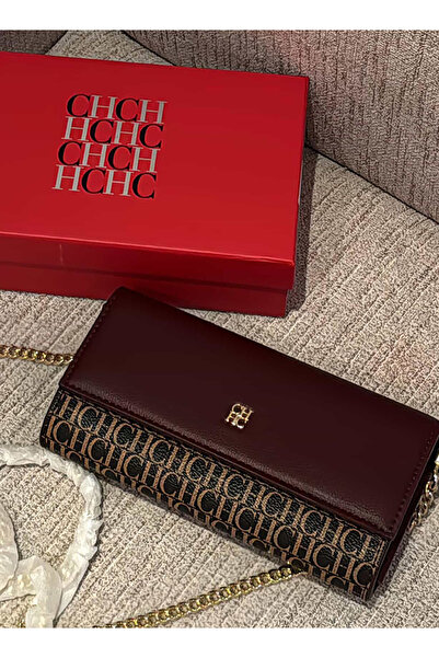 CHCHDIOSA Women's Luxury Shoulder Bag, Metal Chain Crossbody Bag, Classic Retro Burgundy Underarm Bag