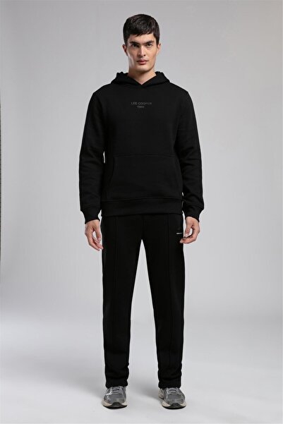 Lee Cooper سويت شيرت فيدل للرجال بغطاء رأس باللون الأسود