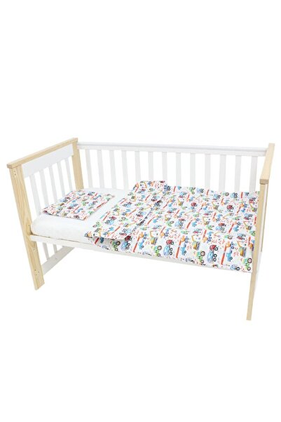PRICHINDEL Set de lenjerie de pat 3 piese, Prichindel, cu mașinuțe, 120x60cm