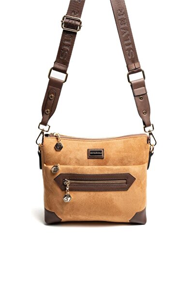 Silver Polo Silver & polo sp1110 women's crossbody bag suede brown-brown