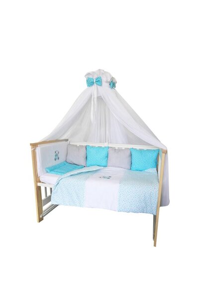 PRICHINDEL Copertină universală din voal cu funde turcoaz și stele, 560 x 160 cm