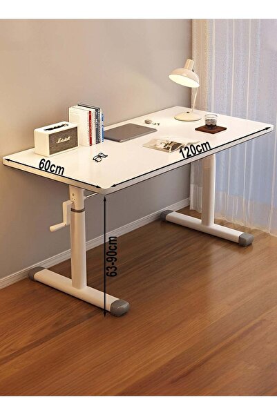 Taimi Large study desk 120x60 cm, height adjustable with steel legs - table for home - white