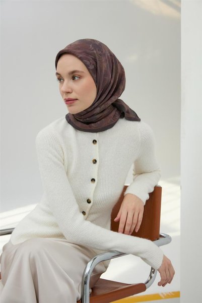 Silk Home Viscose Velora Scarf Anthracite Pale Burgundy Patterned Soft Textured Tok Duruşlu 90X90