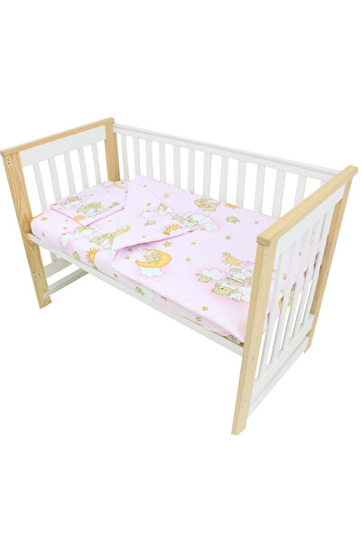 PRICHINDEL Lenjerie de pat pentru pătuț din bumbac, 3 piese, Sleepy Bear, roz...