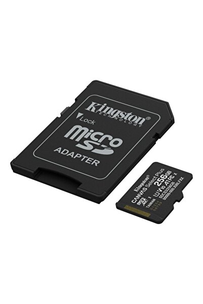 Kingston Κάρτα MicroSD 256GB Canvas Select Plus, με προσαρμογέα SD, Κλάση 10, UHS-I U1, Μαύρο