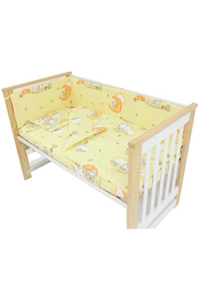 PRICHINDEL 4-piece cotton bedding, Sleepy Bear, yellow, 120x60 cm