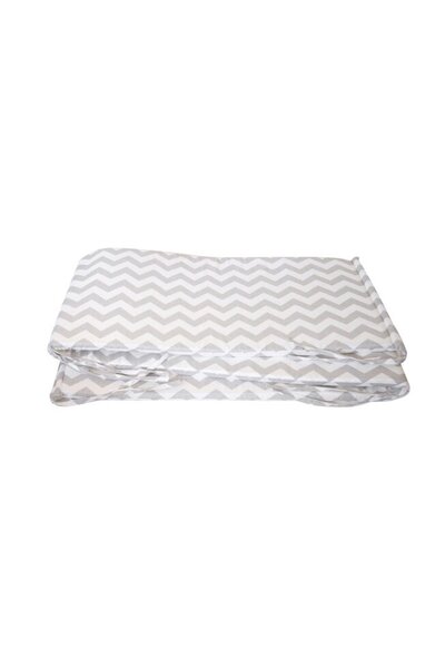 PRICHINDEL Protecție pentru pătuț, albă cu model Zig Zag gri, 180 x 30 cm