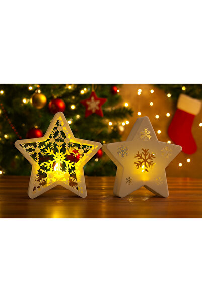 Lunera Accessories Yılbaşı Temalı Yıldız Mumluk 2’li Set – LED Işıklı Dekorat...