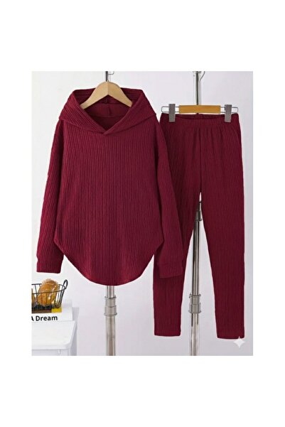 moda wanilia Hooded Blouse and Pants Two-Piece Set- Meloni Cut