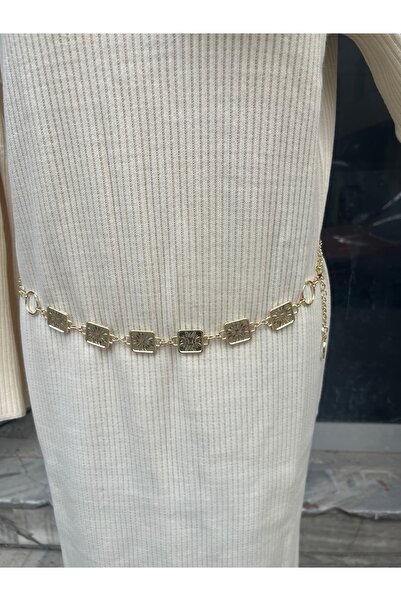 MY QILAM Curea cu lanț cu model auriu Curea pentru rochie Curea pentru cămașă...