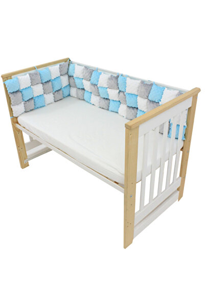 PRICHINDEL Set de 3 protecții pufoase pentru pătuț, din minky și bumbac, mult...