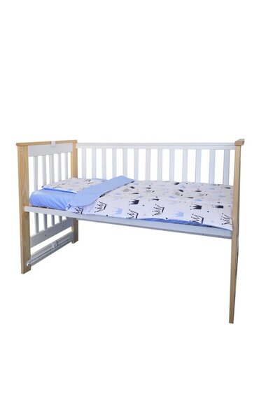 PRICHINDEL Set de lenjerie de pat 3 piese, Prichindel, coroane și buline, alb...