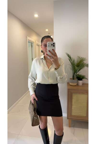 BİRCANÇİL Molla Light Mint Green Satin Shirt