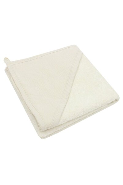 PRICHINDEL Prosop cu glugă , bumbac și muselină, crem, 80 x 100 cm
