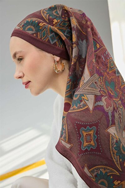 Silk Home Viscose Velora Scarf Brown Burgundy Four Seasons 90X90