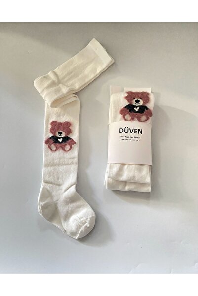 DÜVEN Chiloți din bumbac alb pentru fetiță, cu model de ursuleț