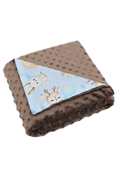 PRICHINDEL Pătură Minky „Bambi și prietenii”, albastră, bumbac pe dos, 80 x 1...