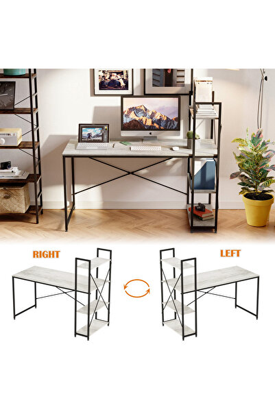 Bojasmiial 4-Tier Storage Shelf Office Desk Table Room-Saving Study Writing Table Workstation ,110*45*73cm