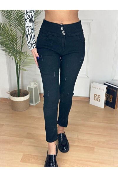 Kanonik Education    Pantaloni Jeans Lycra Talie Înaltă 90 Cm