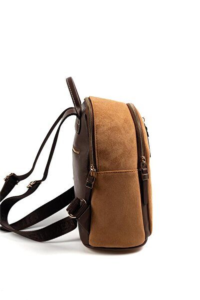 Silver Polo Silver & Polo Sp901 Women's Backpack Suede Tan-Brown