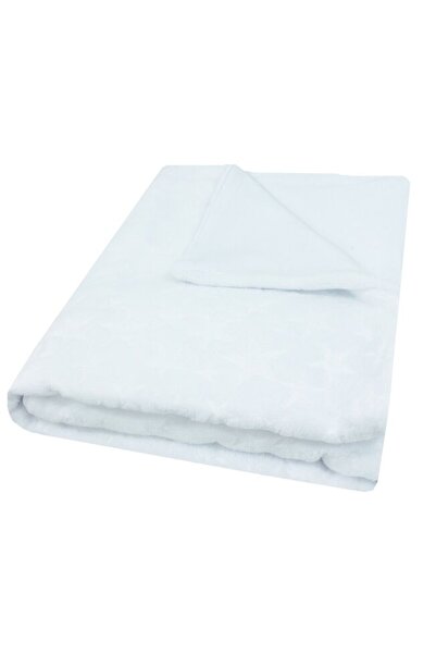 PRICHINDEL Pătură de pluș cu imprimeu de stele, albă, 100 x 76 cm