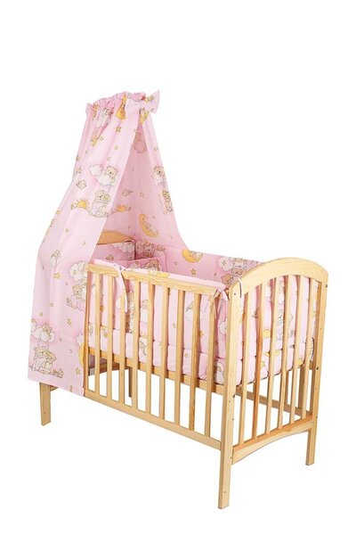 PRICHINDEL Copertină pentru pătuț, ursuleț de pluș somnoros, roz, 150x210 cm