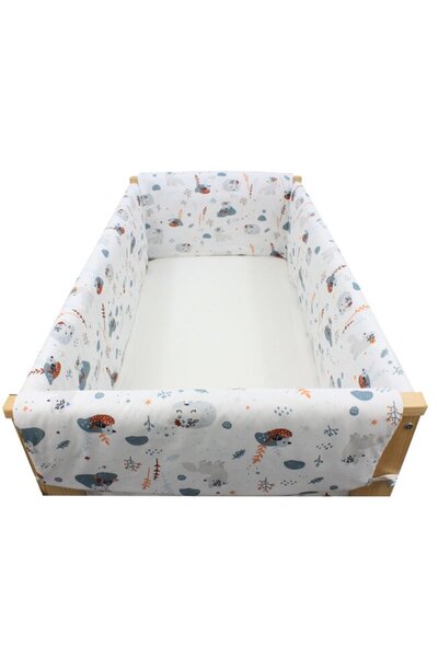 PRICHINDEL Set bară de protecție pentru pătuț maxi, bumbac, animale mici, 120...