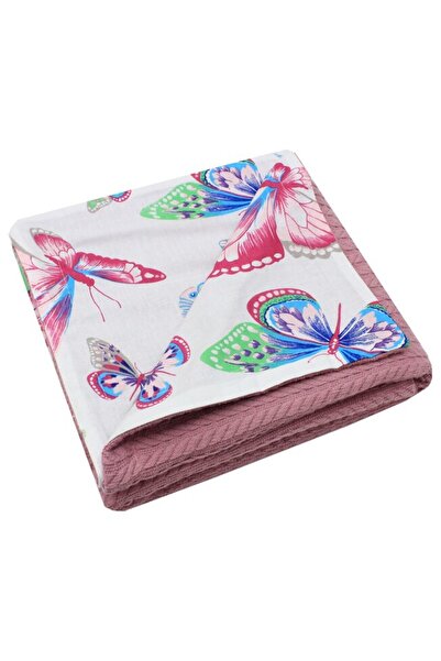 PRICHINDEL Pătură tricotată Anna, bumbac pe dos, Butterfly, 80x100 cm, roz în...