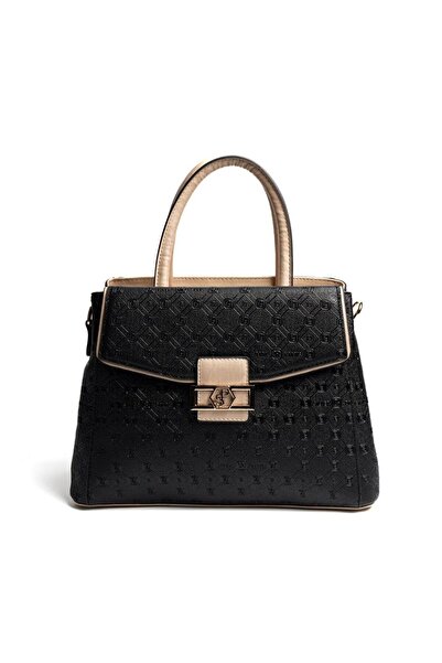 Silver Polo Silver & Polo Sp1264 Women's Handbag with Logo Black-S.Nut