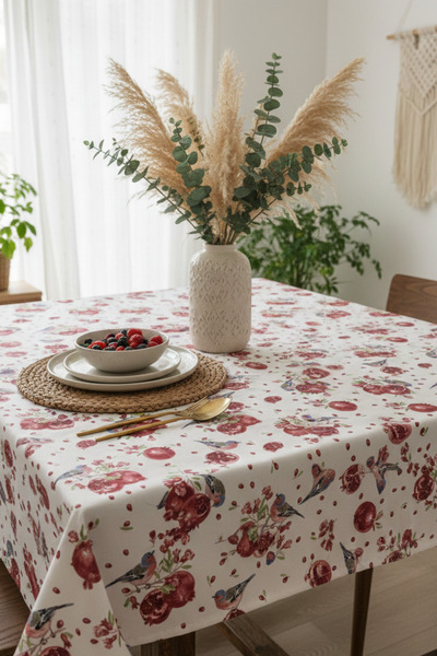 OTEXSA Cotton Carefree Waterproof Stain Resistant Carefree Printed Tablecloth