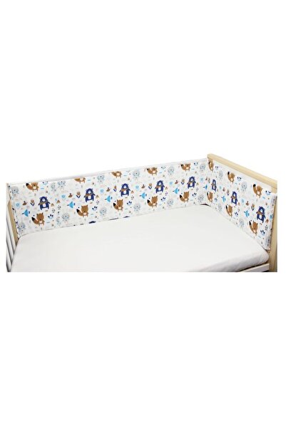 PRICHINDEL Protecție pentru pătuț "Ursuleț cu eșarfă", albastră, 180 x 30 cm