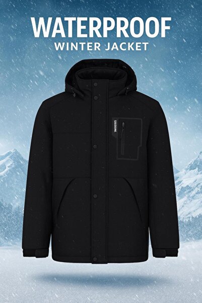 FABİO CASSANİ Jachetă softshell pentru exterior cu glugă rezistentă la apă și vânt, căptușită cu fibre de blană matlasată în interior