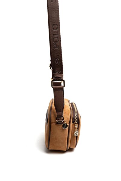 Silver Polo Silver & Polo Sp1111 Women's Crossbody Bag Suede Tan-Brown