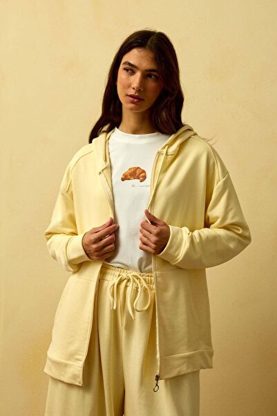 Ceylan Otantik Butter Yellow 3 Thread Basic Cardigan