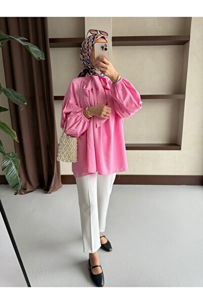 MOONSC Tie-Necklace Shirt