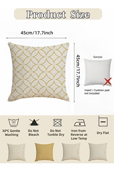 Generic 4PCS Pillow Covers Set 45x45cm Throw Pillow Covers Pillowcase Linen Cushion Cover Pillow Protectors